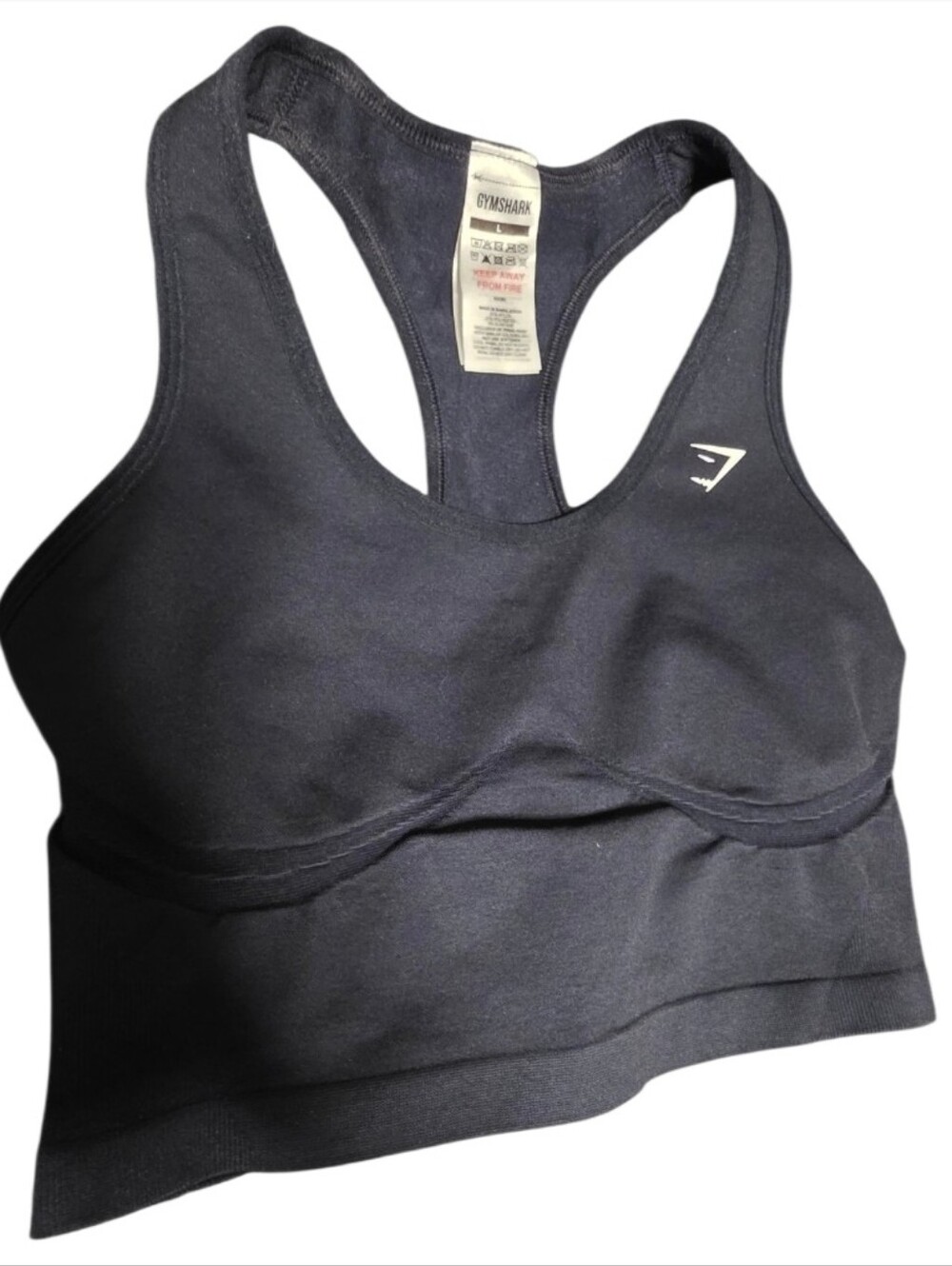 Gymshark ($70) Seamless Longline Athletic Sports Bra Navy Workout Crop Top
